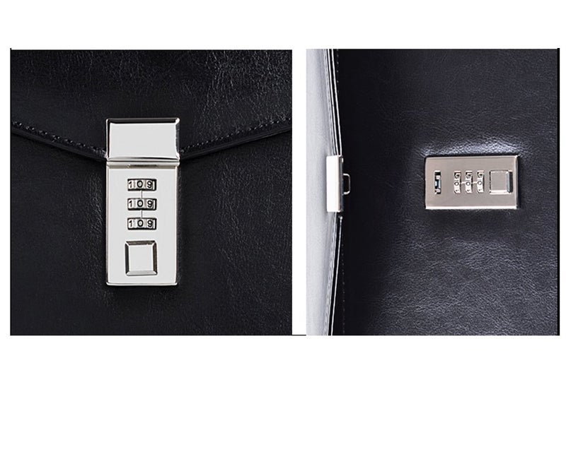 Yakri A4 Leather Password Lock Document Bag Manager File Folder for Office Writing Pads Legal Paper TPN086(Black) - Image 4